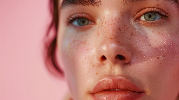 a woman with freckles on her face and a freckles on her face