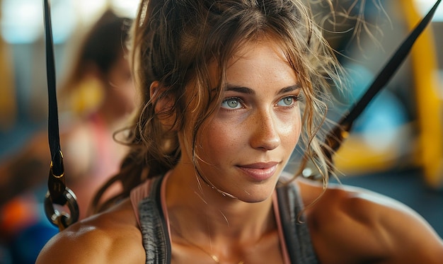 a woman with a freckles on her face