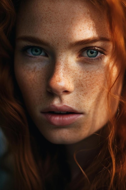 A woman with freckles on her face