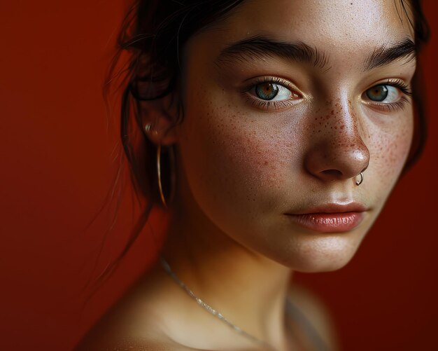 Photo a woman with freckles on her face