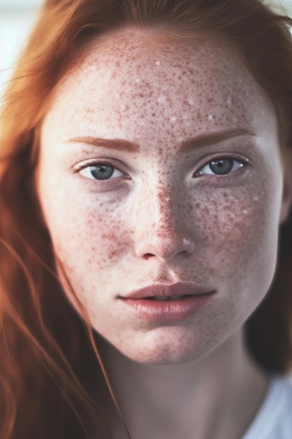 A woman with freckles and red hair