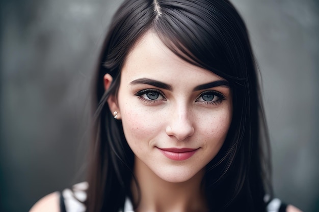 A woman with freckles and a white shirt