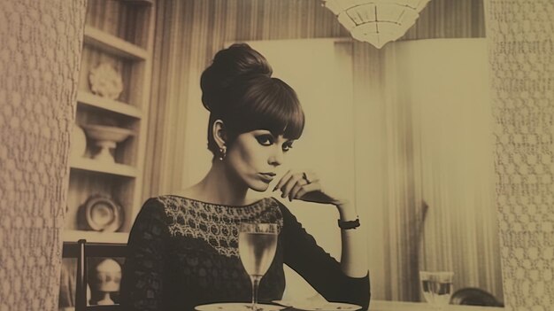 Photo a woman with a glass of wine and a wine glass