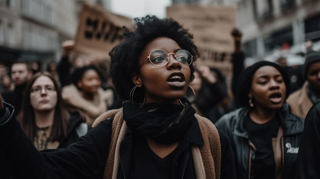 A woman with glasses and a black jacket holds up a sign that says'505'on it