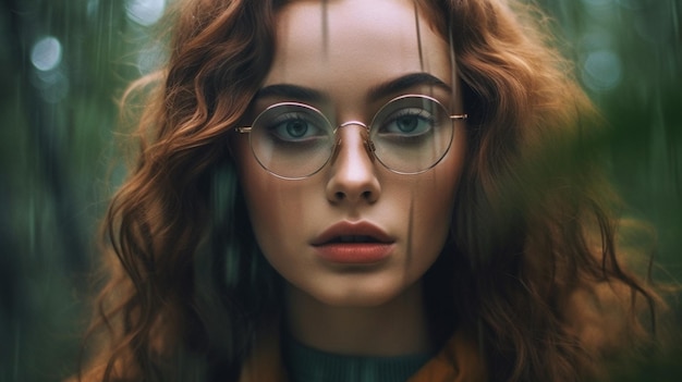 A woman with glasses on her face