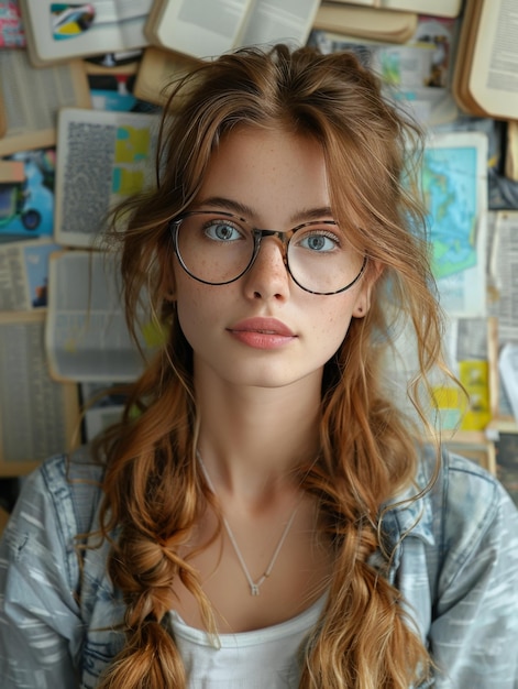 Woman With Glasses Looking at Camera