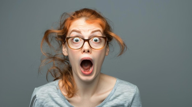 Woman With Glasses Making a Surprised Face
