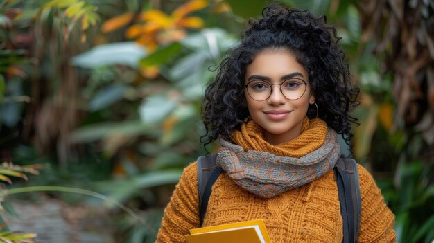 Woman With Glasses and Scarf Holding Book