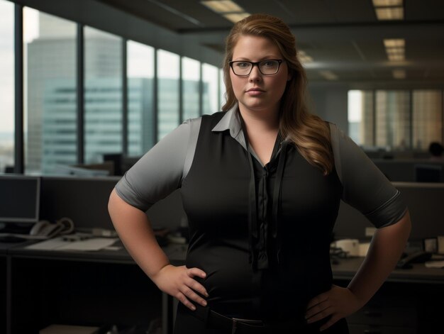 Photo a woman with glasses standing in an office