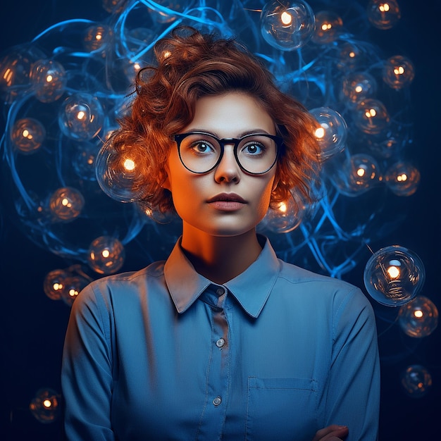 Photo woman with glasses