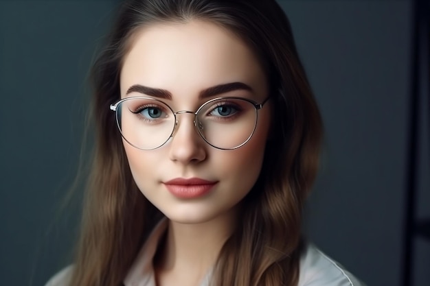 A woman with glasses