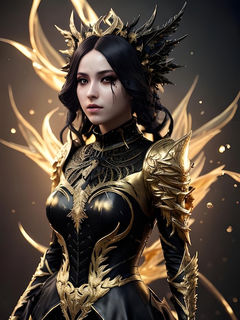 Premium Photo | A woman with a gold and black fairy costume