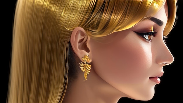 A woman with a gold earrings