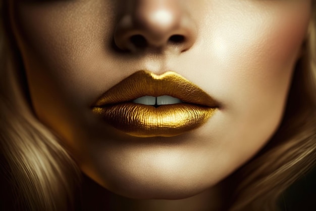 Woman with gold lips and a nose ring