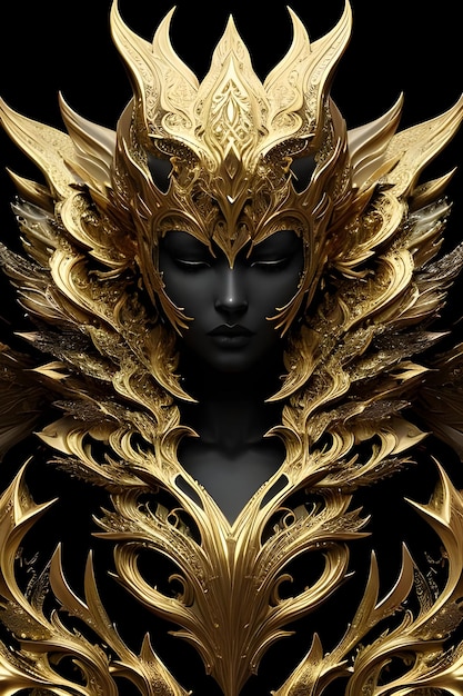A woman with a gold mask on her face