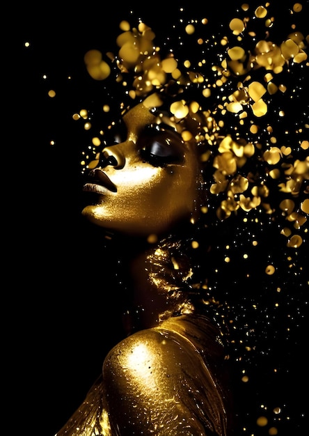 A woman with gold paint on her face