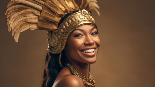 a woman with a golden headdress