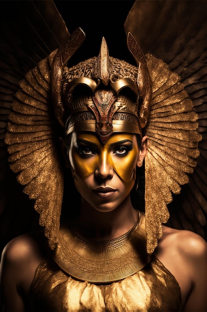 A woman with a golden mask on her face