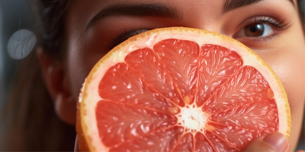 woman with grapefruit slice