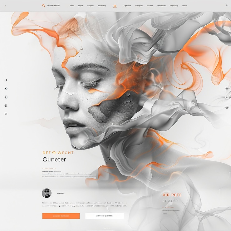 Photo a woman with a graphic of a woman on the cover of a web page