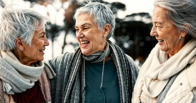 Photo a woman with gray hair is smiling and has a smile on her face