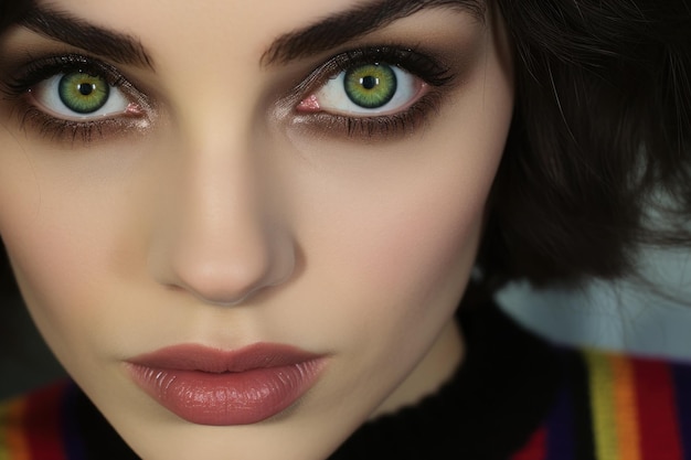 a woman with green eyes