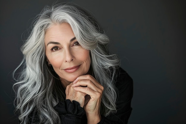 Photo woman with grey hair and scarf