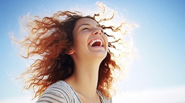 Woman With Hair Blowing in the Wind