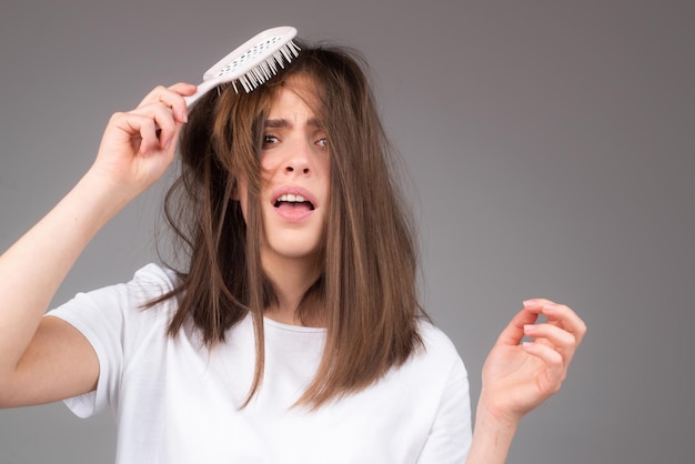 Woman with hair loss problem worried about hair loss