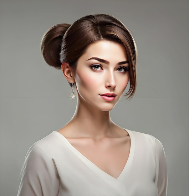 a woman with a hairdo that has a red lip