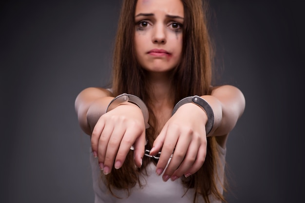 Woman with handcuffs