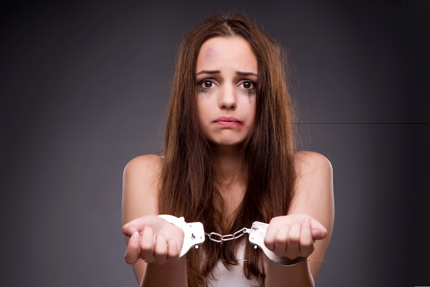 Woman with handcuffs