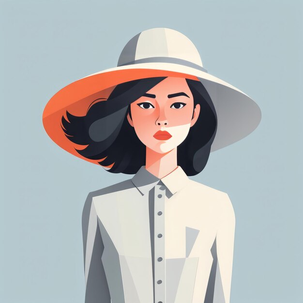 Photo woman with hat in abstract flat design woman with hat in abstract flat design beautiful asian