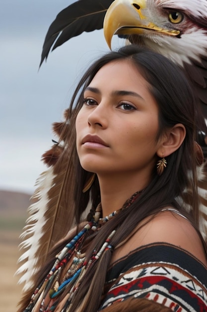 a woman with a hat and feathers in her hair