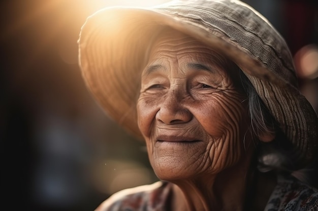 A woman with a hat and a hat