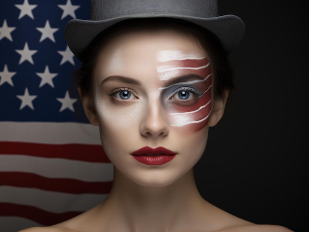 Photo a woman with a hat and makeup