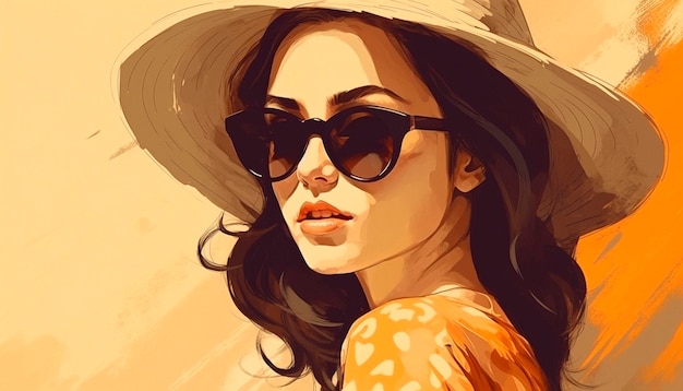 Photo a woman with a hat and sunglasses