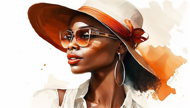 A woman with a hat and sunglasses