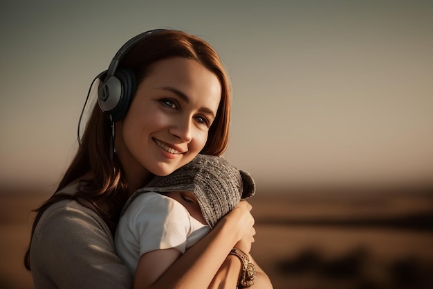 A woman with headphones on and a man wearing a headphones