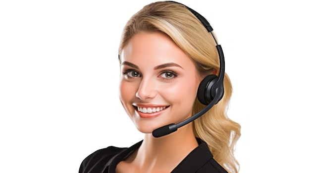 a woman with a headset that says " headset ".