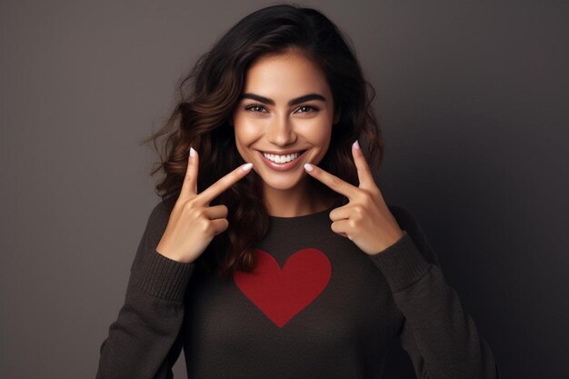 Photo a woman with a heart on her chest