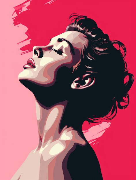 a woman with her eyes closed in a pop art style