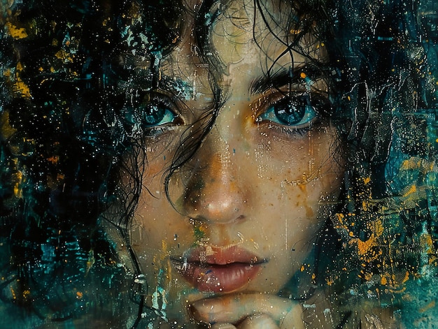 a woman with her hand on her chin is looking out a window