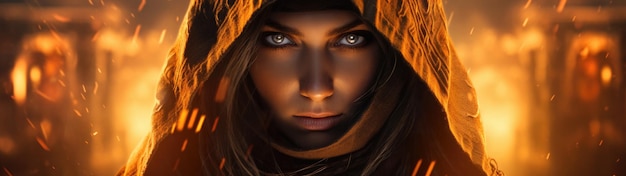 a woman with a hood