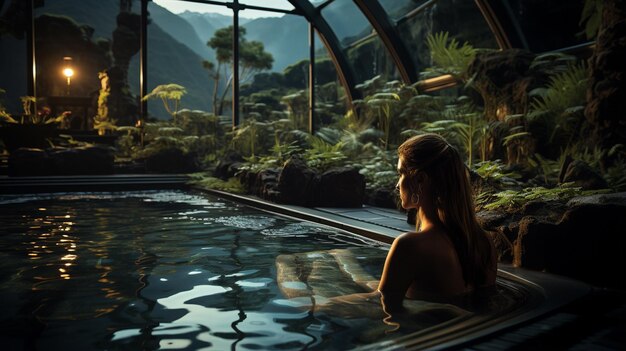 Woman with a hydrotherapy water