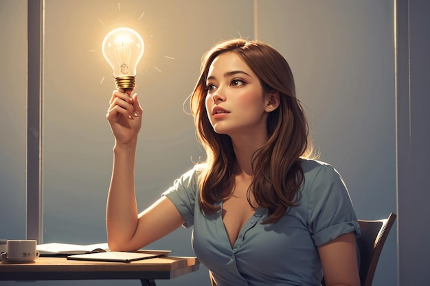 Woman with Idea Illustration