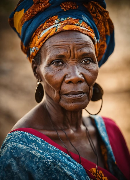 a woman with an indian headdress and a blue and white top