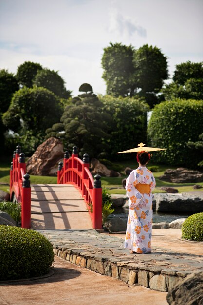 写真 着物と和傘の女性