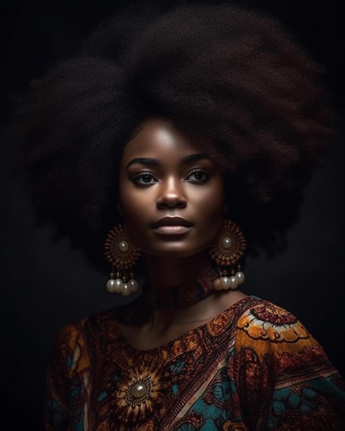 A woman with a large afro hair style