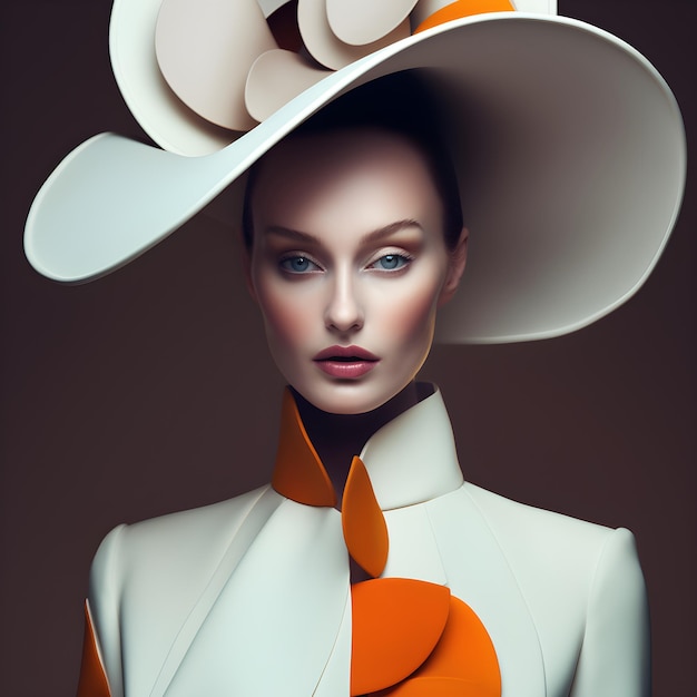 Premium Photo | A woman with a large hat and a flower on her head